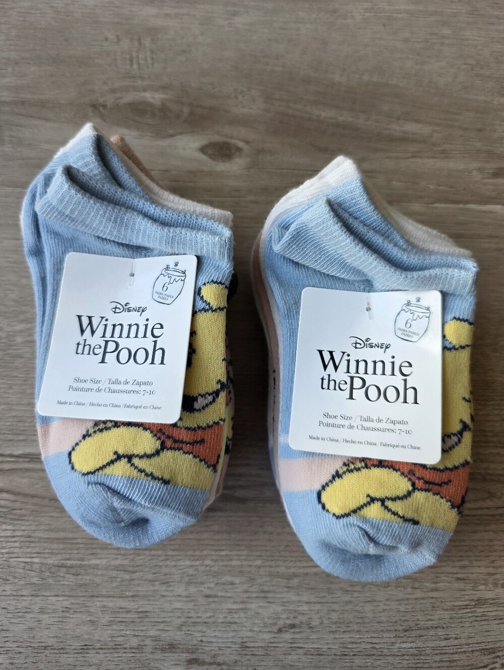 Disney Winnie the Pooh No Show Socks Bundle 12 Pairs Kids Shoe Size 7-10 NWT